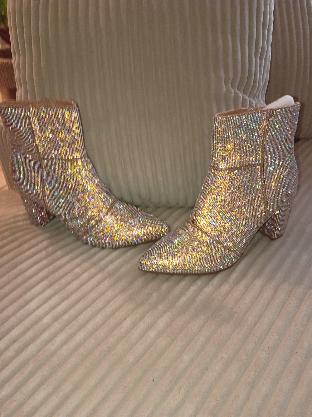 Sparkling Silver Rhinestone Ankle Boots for Women